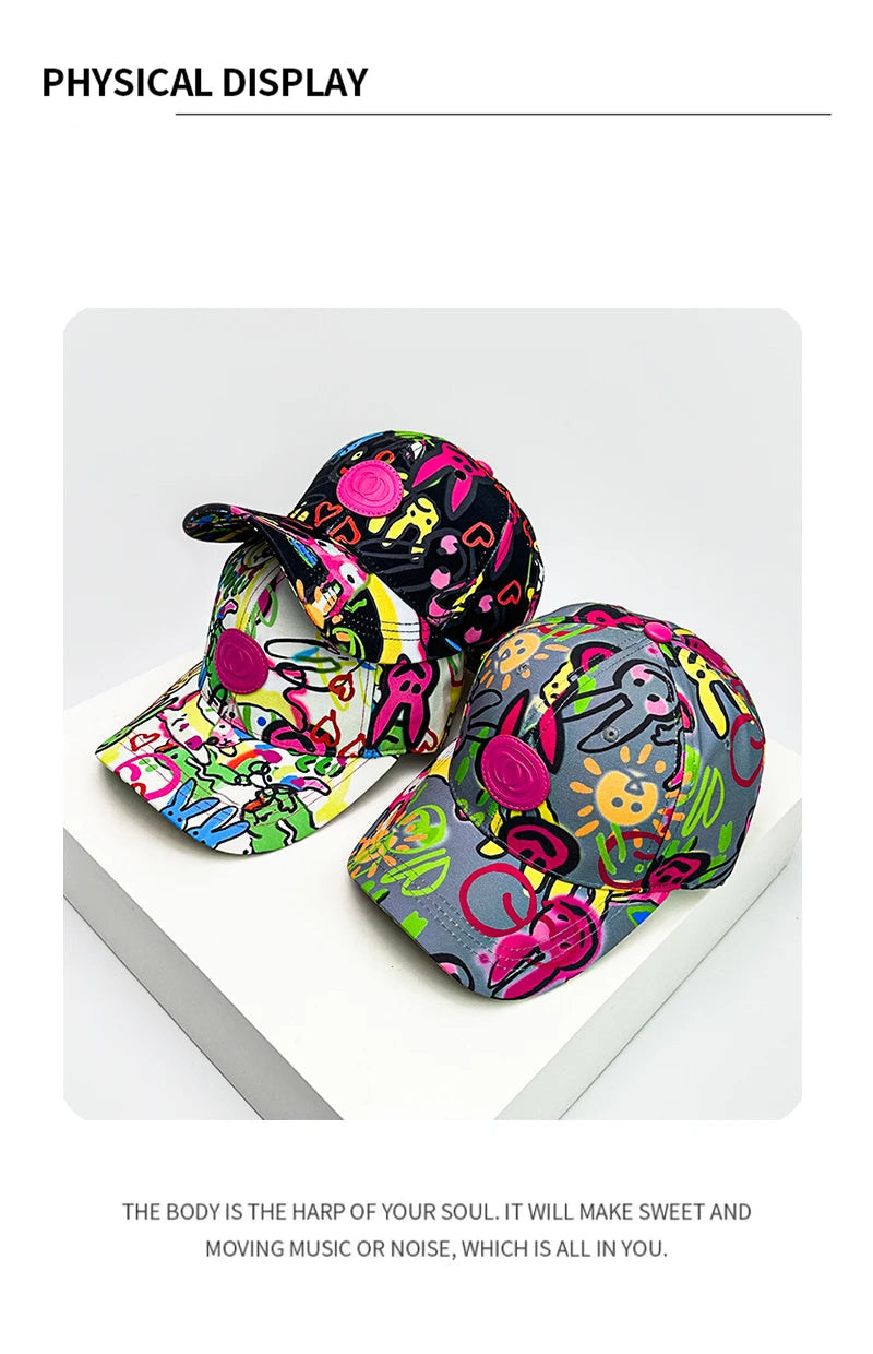 New Unisex Paintings Graffiti Letter Baseball Hats Breathable Personal Sunshade Hip Hop Peaked Caps Versatile Fashion Hardtop