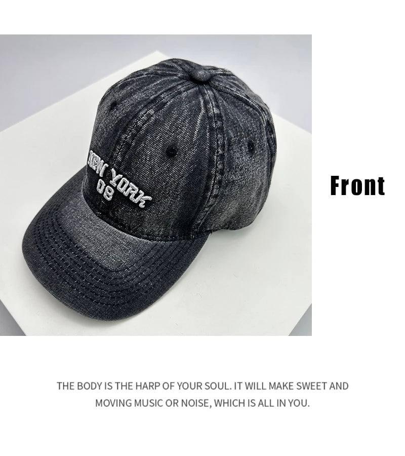 Retro Men Women Baseball Hats Cotton Embroidery Washing Versatile Snapback Caps Fashion Denim Letter Outdoor Leisure Sports