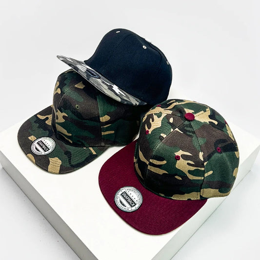 New Unisex Color Block Camouflage Baseball Hats Flat Eave Breathable Hip Hop Sunshade Peaked Caps Versatile Fashion Personal ins