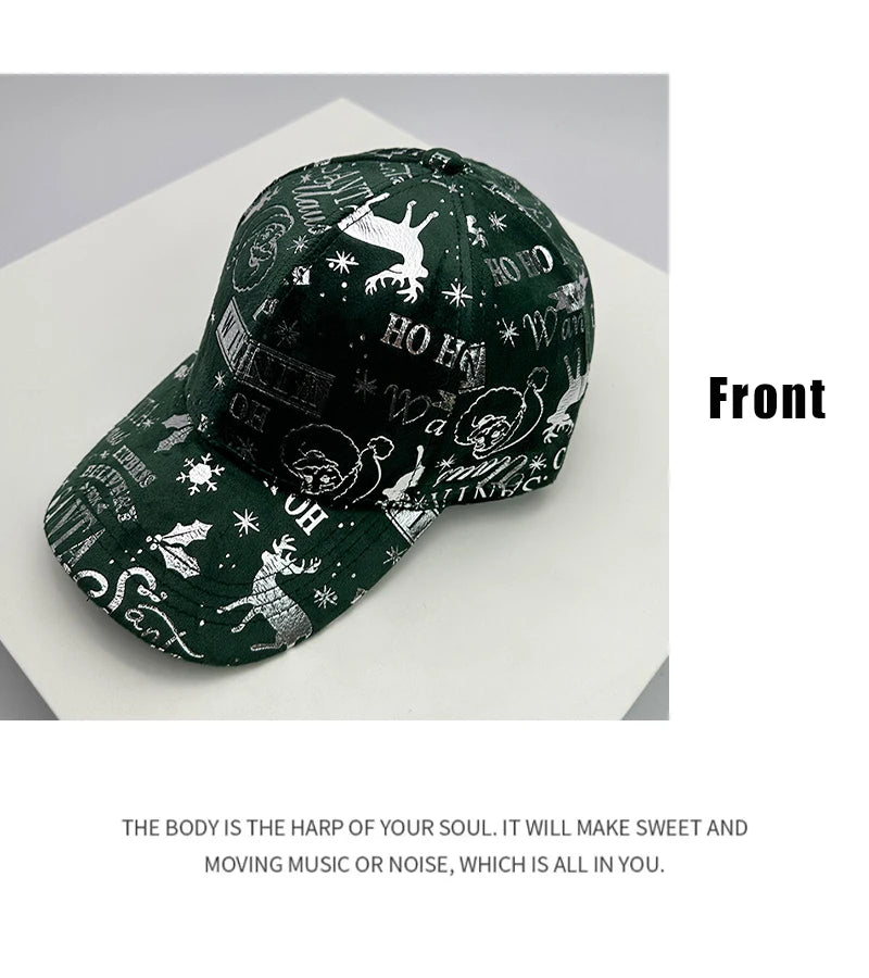 Trend Reflective Christmas Fashion Men Women Baseball Hats VELOUR LEATHER Comfortable Versatile Unisex Niche Autumn and Winter