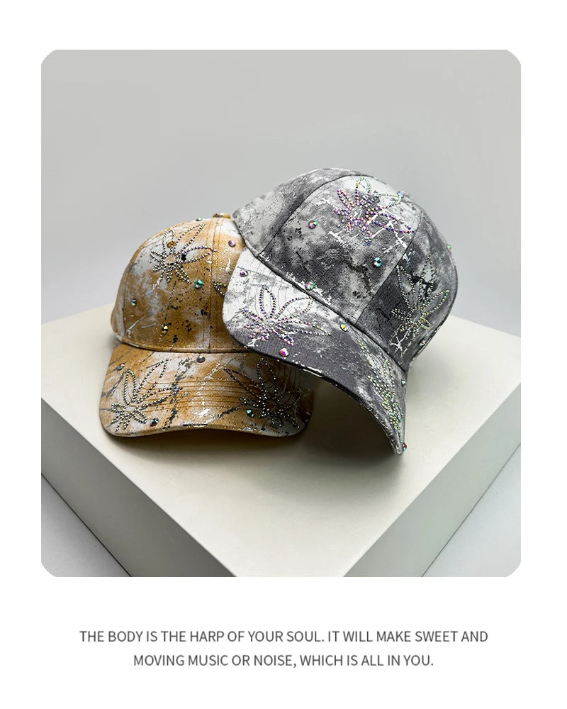 New Women Bandhnu Sparkling Diamond Flower Baseball Hats Breathable Outdoor Sunshade Peaked Caps Versatile Casual Fashion Sports