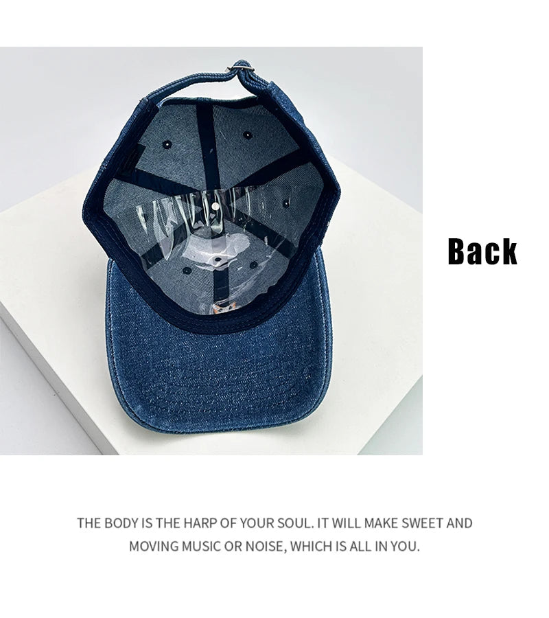 New Men Woman Denim Fun Cartoon Fox Embroidery Baseball Hats Sunshade Breathable Cute Snapback Caps Versatile Fashion Retro ins