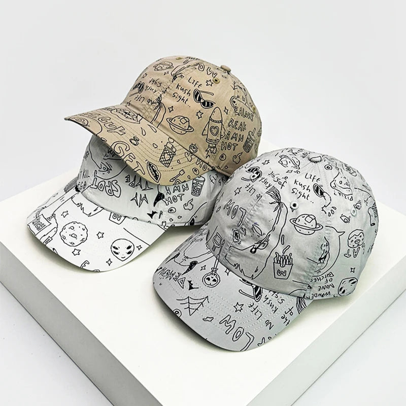 New Unisex Graffiti Comics Quick Drying Baseball Hats Personal Breathable Outdoor Sunshade Hip Hop Peaked Caps Versatile Fashion