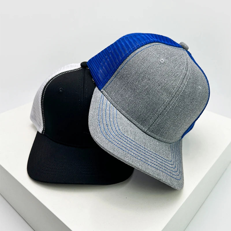 New Men Women Outdoor Color Block Baseball Hats Sunshade Retro Breathable Mesh Casual Truck Caps Versatile Fashion Simple Solid