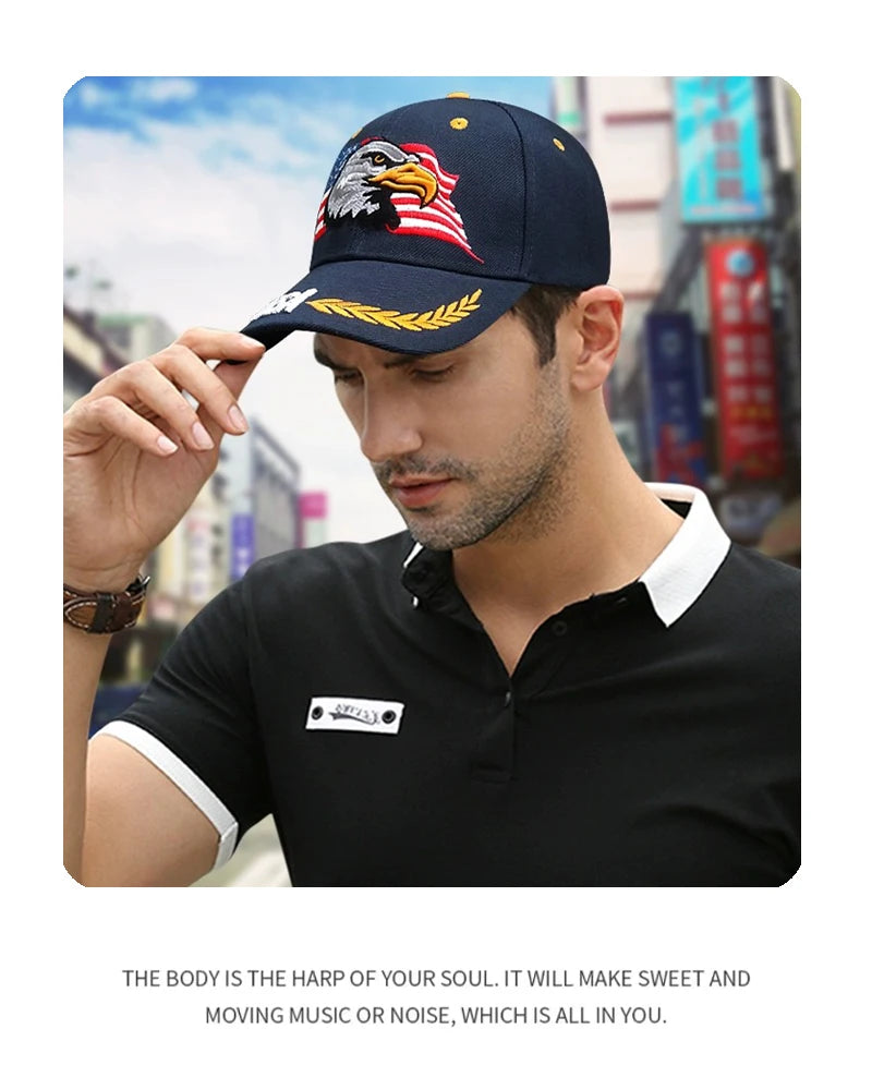 New Men Women American Flag Eagle Embroidery Baseball Hats Fashion Breathable Sunshade Snapback Caps Versatile Personal Street