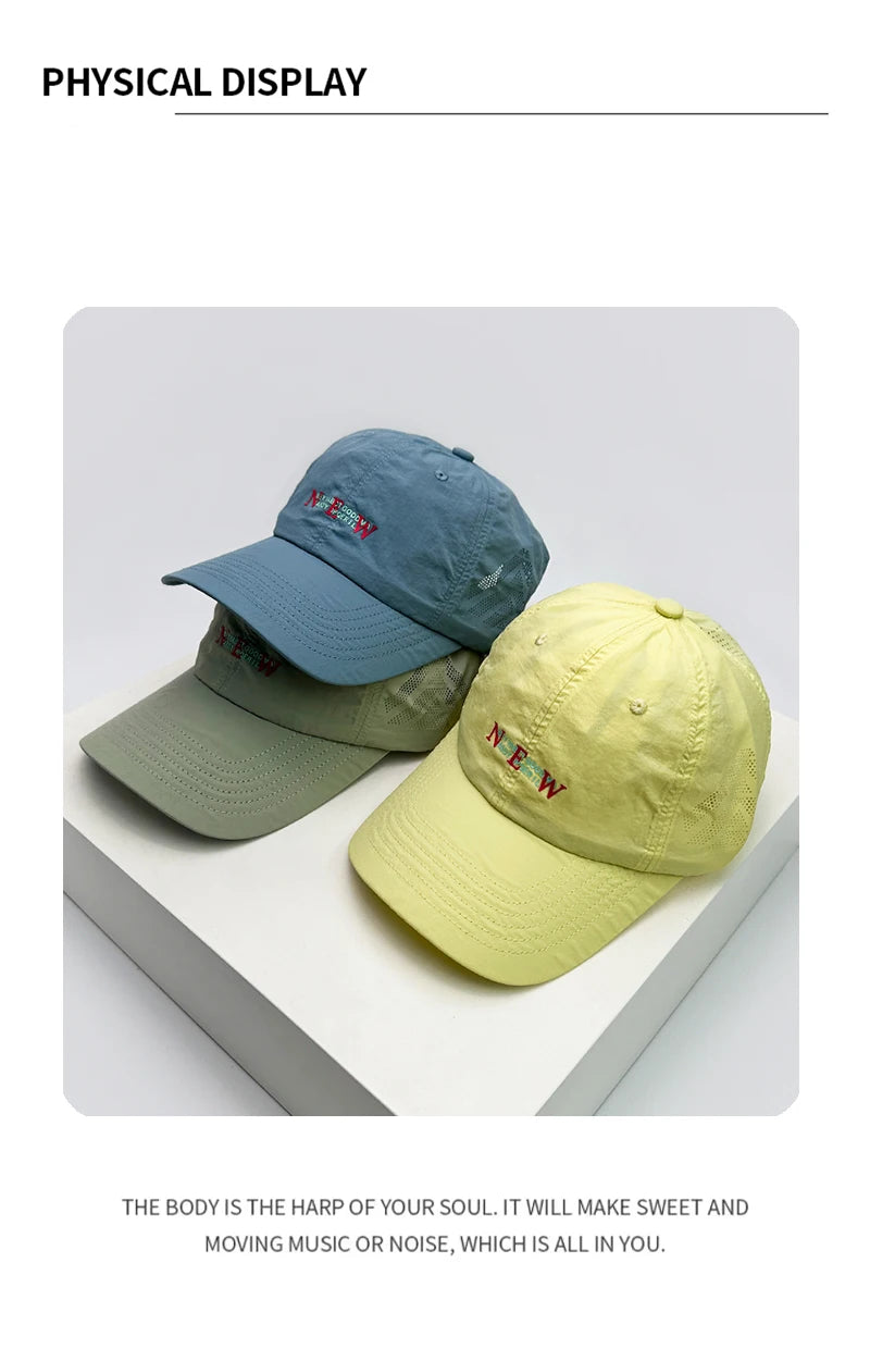 New Men Women Sport Offset Printing Quick Drying Letters Baseball Hats Student Breathable Sunshade Snapback Cap Versatile Casual