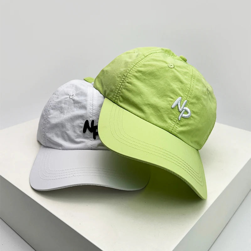 New Unisex Simple Letter Embroidery Quick Drying Baseball Hats Outdoor Breathable Casual Sunshade Peaked Caps Versatile Korean