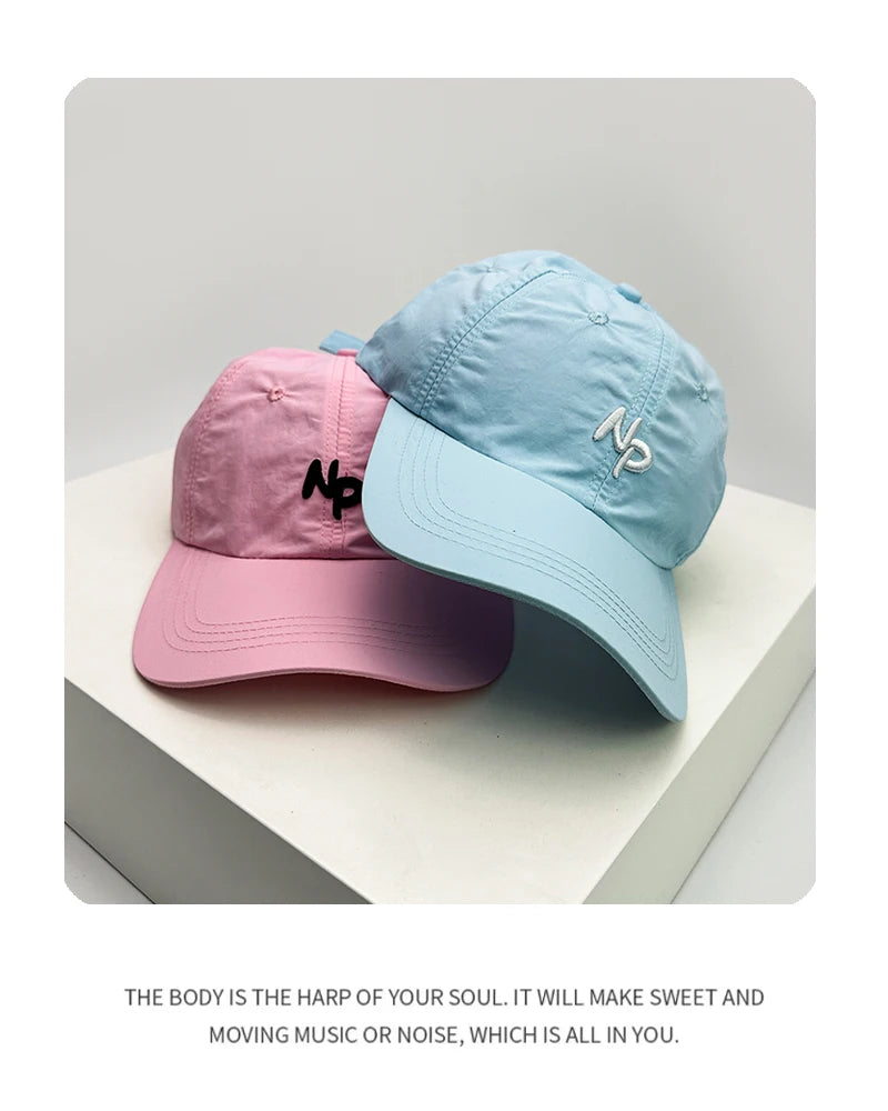 New Unisex Simple Letter Embroidery Quick Drying Baseball Hats Outdoor Breathable Casual Sunshade Peaked Caps Versatile Korean