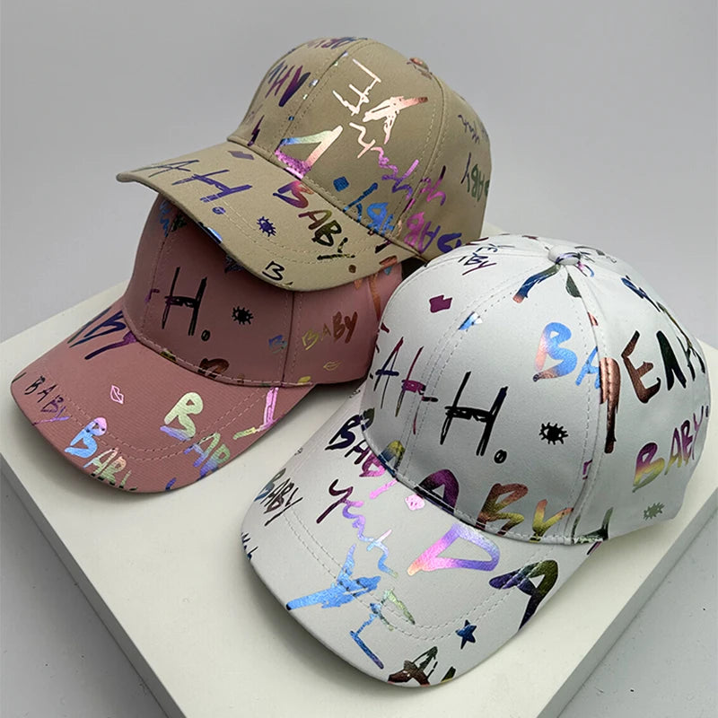 New Versatile Gradient Printed Graffiti Letter Men Women Baseball Hats Cotton Comfortable Casual Hip Hop Caps Fashion Sunshade