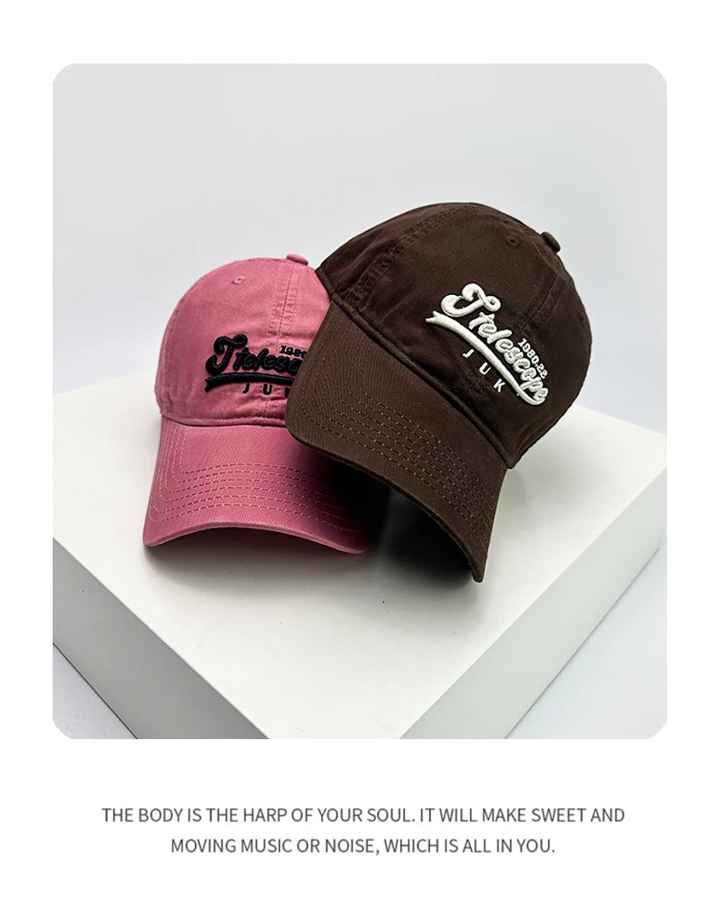 New Unisex Street Letter Embroidery Baseball Hats Couple Breathable Casual Sunshade Peaked Caps Versatile Fashion Korean Soft