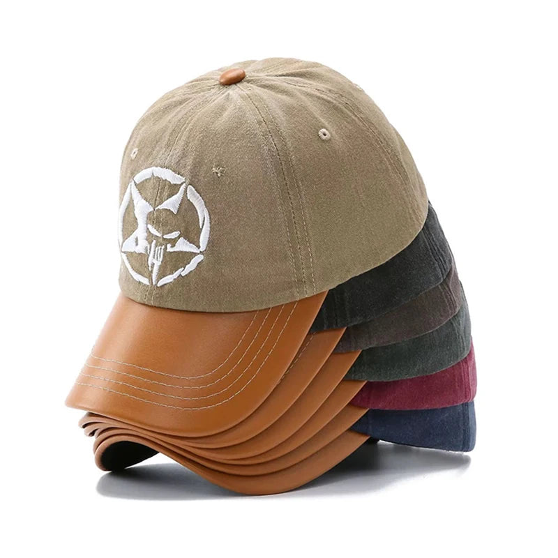 New Unisex Five-pointed Star Skull Embroidery Baseball Hats Retro Breathable Personal Sunshade Peaked Caps Versatile Fashion ins