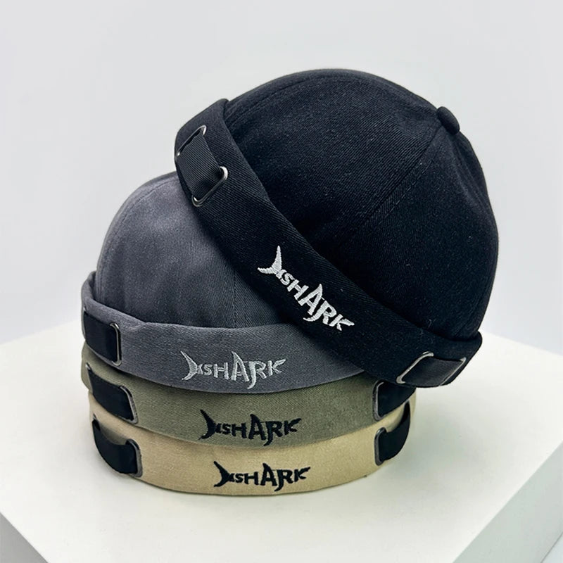 New Unisex Hip Hop Japanese Shark Embroidery Landlord Hats Breathable Personal Sunshade Skullies Caps Versatile Fashion Street