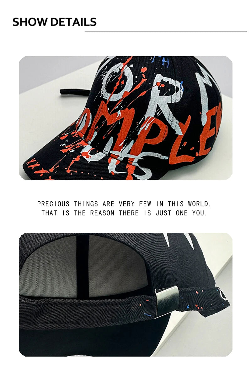 New Men Women Streetwear Kpop Baseball Hats Cotton Breathable Sport Hip Hop Caps Unisex Graffiti Fashion Sunshade Four Seasons