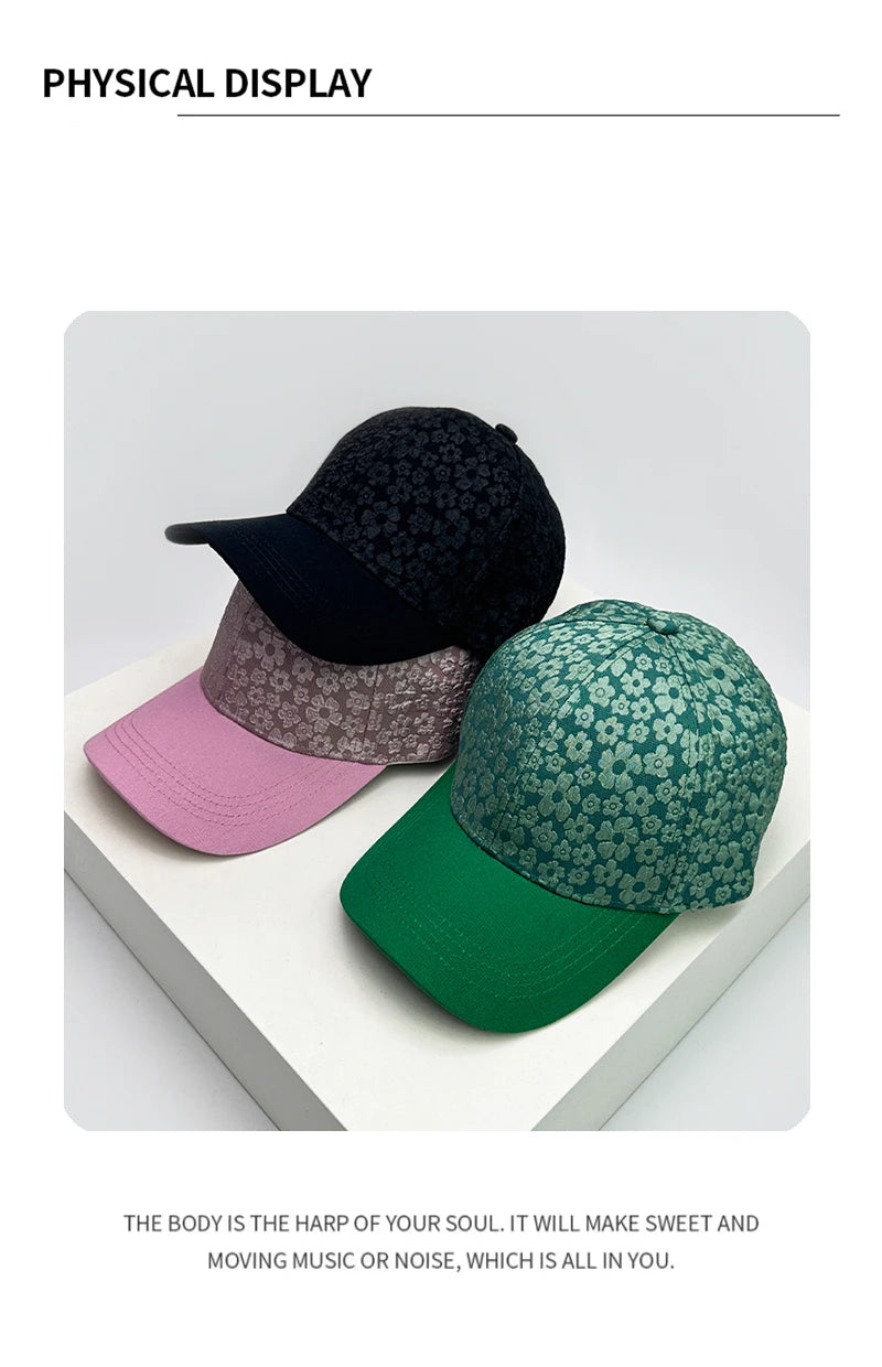 New Woman Hardtop Floral Baseball Hats Breathable Outdoor Sunshade Sports Versatile Snapback Caps Casual Fashion Westernized ins