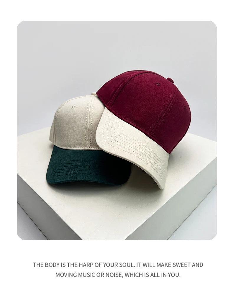 New Unisex Simple Color Block Casual Baseball Hats Breathable Outdoor ins Sunshade Peaked Caps Versatile Fashion Personal Retro