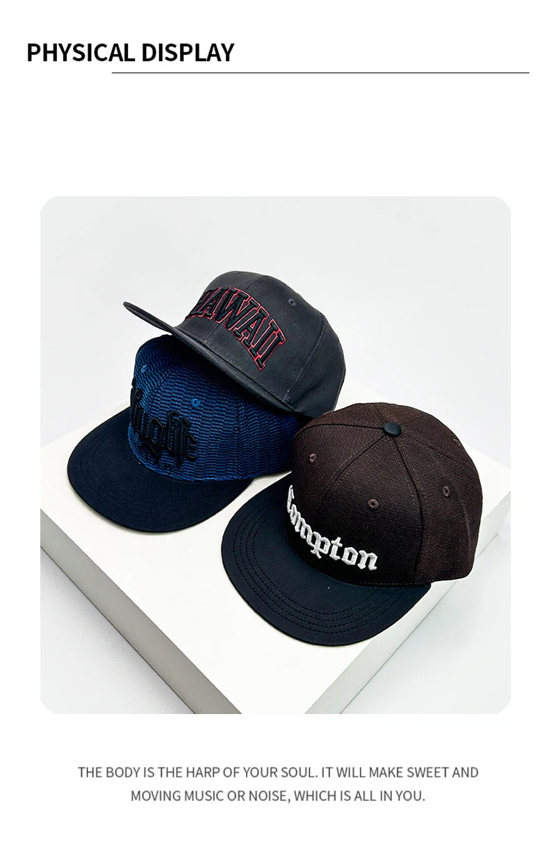 New Unisex Color Block Letter Embroidery Baseball Hats Hip Hop Breathable Flat Eave Sunshade Peaked Caps Versatile Fashion ins