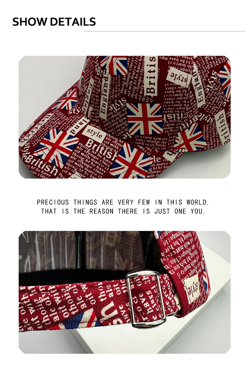 New Classic UK Flag Versatile Men Women Baseball Hats Cotton Graffiti Letter Breathable Colored Pattern Fashion Sport Casual