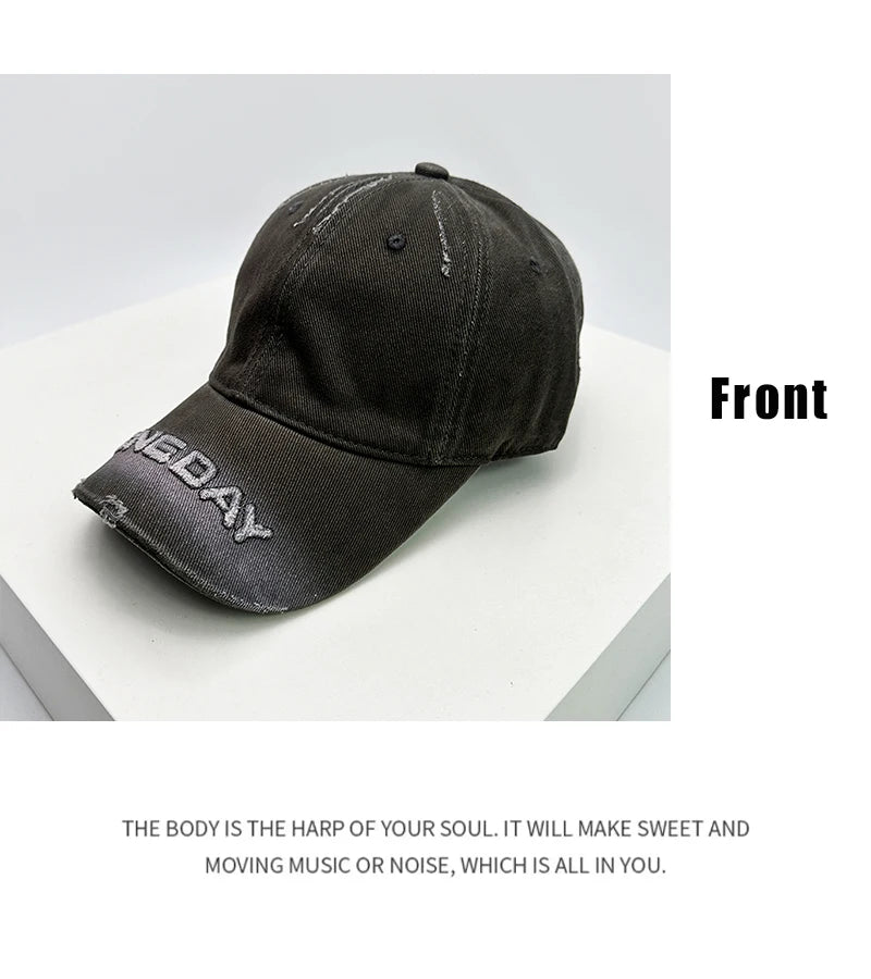 New Men Women Retro Letter Embroidery Baseball Hats Broken Style Sunshade Breathable Street Snapback Caps Versatile Fashion ins