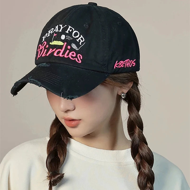 New Unisex Broken Style Letter Embroidery Baseball Hats Casual Breathable Retro Sunshade Peaked Caps Versatile Fashion Outdoor