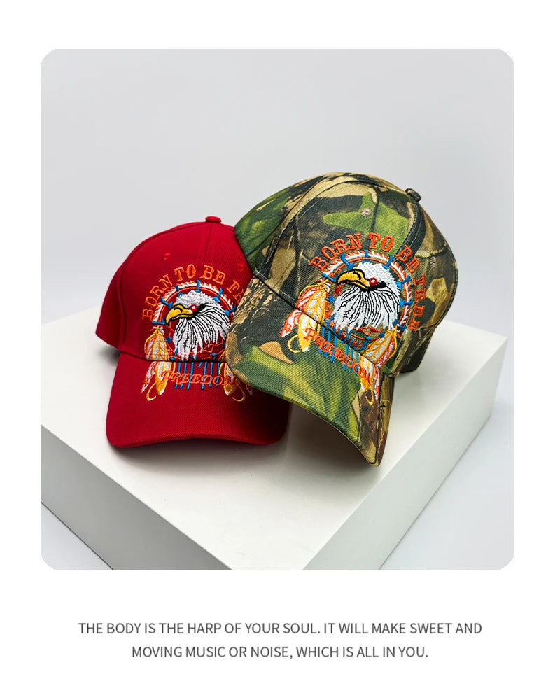 New Unisex Hip Hop Eagle Camouflage Embroidery Baseball Hats Hardtop Breathable Outdoor Sunshade Peaked Caps Versatile Fashion