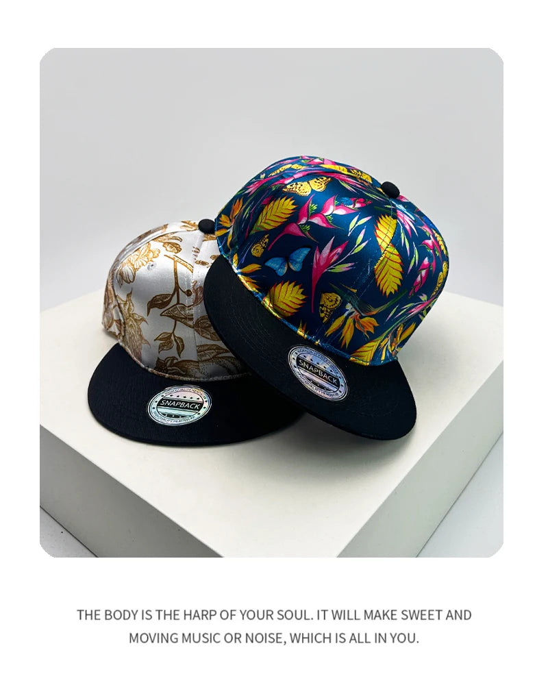 New Unisex Bandhnu Colorful Flowers Leaves Baseball Hats Breathable Hip Hop Sunshade Peaked Caps Versatile Fashion Color Block