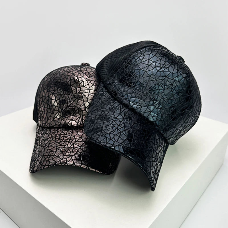 New Unisex Irregular Pattern Sequin Baseball Hats Travel Breathable Personal Sunshade Outdoor Mesh Caps Versatile Fashion Retro