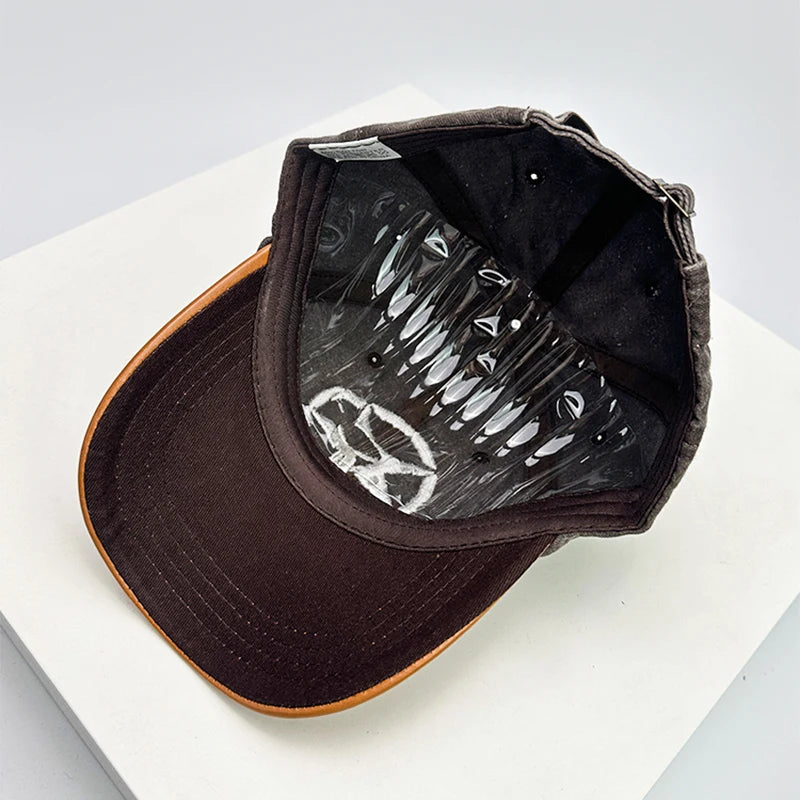 New Unisex Five-pointed Star Skull Embroidery Baseball Hats Retro Breathable Personal Sunshade Peaked Caps Versatile Fashion ins