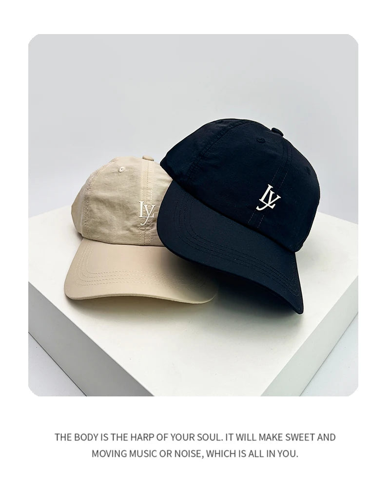 New Unisex Printed Ly Letters Quick Drying Baseball Hats Breathable Outdoor Sunshade Simple Peaked Caps Versatile Fashion Casual