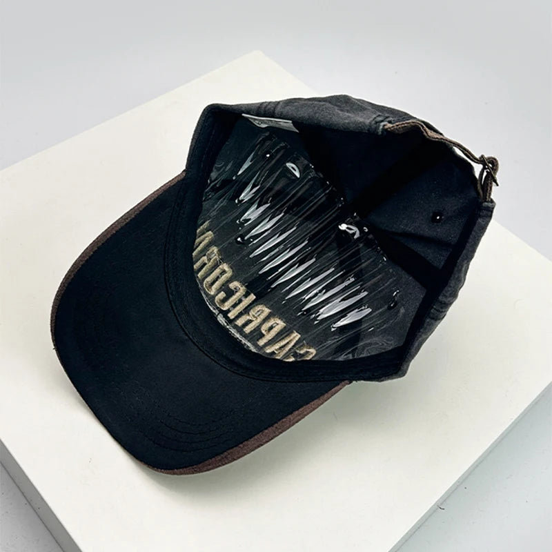 New Unisex American Vintage Letter Embroidery Baseball Hats Distress Breathable Personal Sunshade Peaked Caps Versatile Fashion