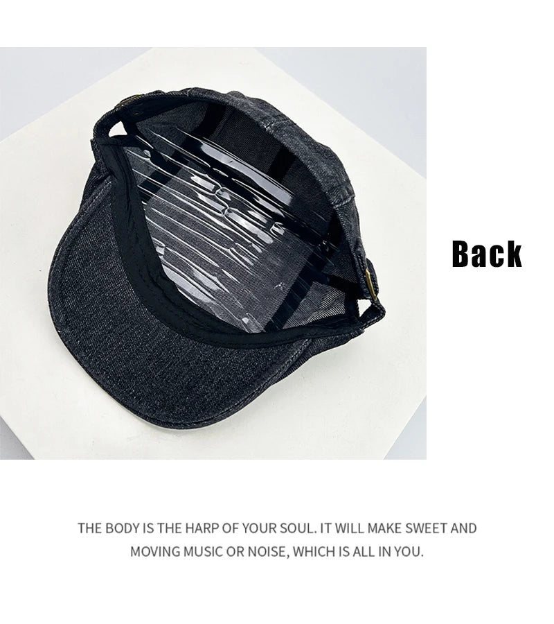 New Unisex Retro Solid Visors Hats Breathable Simple Sunshade British Style Peaked Caps Versatile Casual Fashion Distress Street