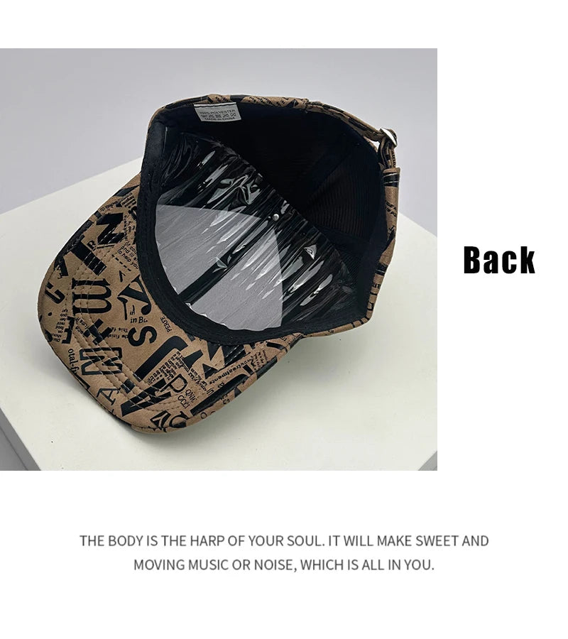 New Kpop Men Women Baseball Hats Graffiti Letter Vegan Leather Cotton Breathable Street Fashion Solar Sport HipHop Caps Sunshade