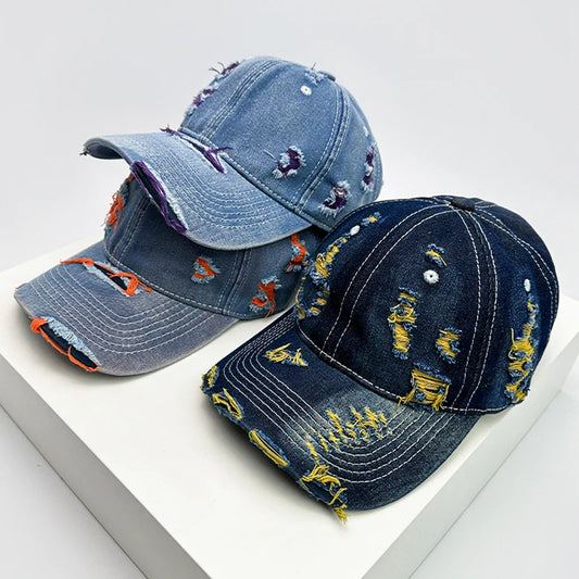 New Men Women Distressed Cowboy Distress Baseball Hats Fashion Sunshade Snapback Caps Versatile Street Outdoor British Retro ins