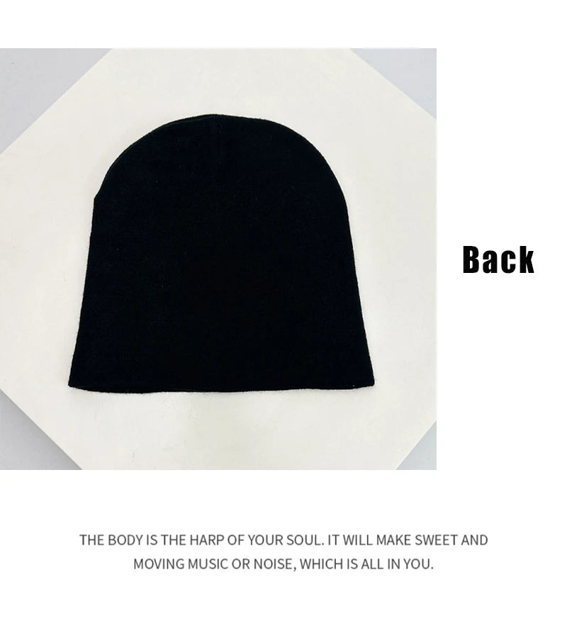 Autumn and Winter New Hip Hop Letter Funny Wool Knitted Hats Personal Warm American Style Beanies Versatile Street Fashion Niche