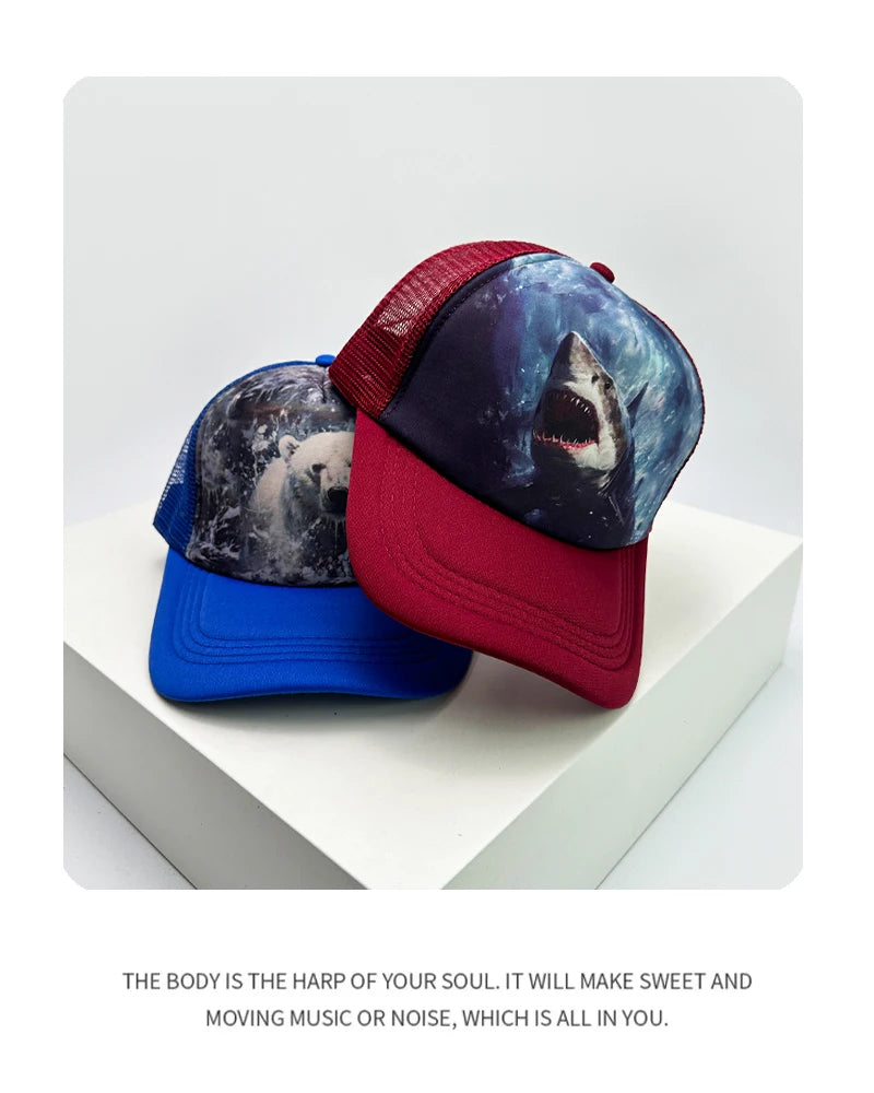 New Unisex Printed Animals Baseball Hats Breathable Mesh Sunshade Hip Hop Trucker Caps Versatile Personal Fashion Casual Sports