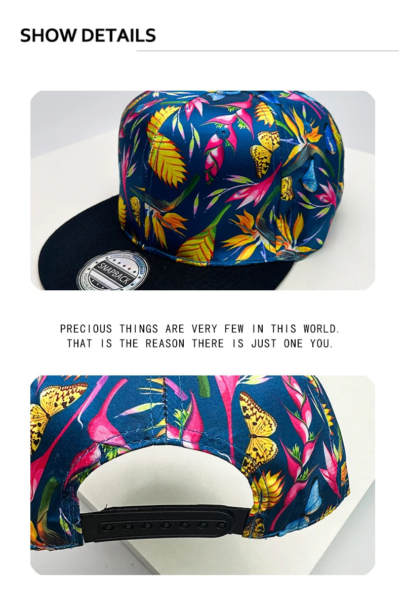 New Unisex Bandhnu Colorful Flowers Leaves Baseball Hats Breathable Hip Hop Sunshade Peaked Caps Versatile Fashion Color Block