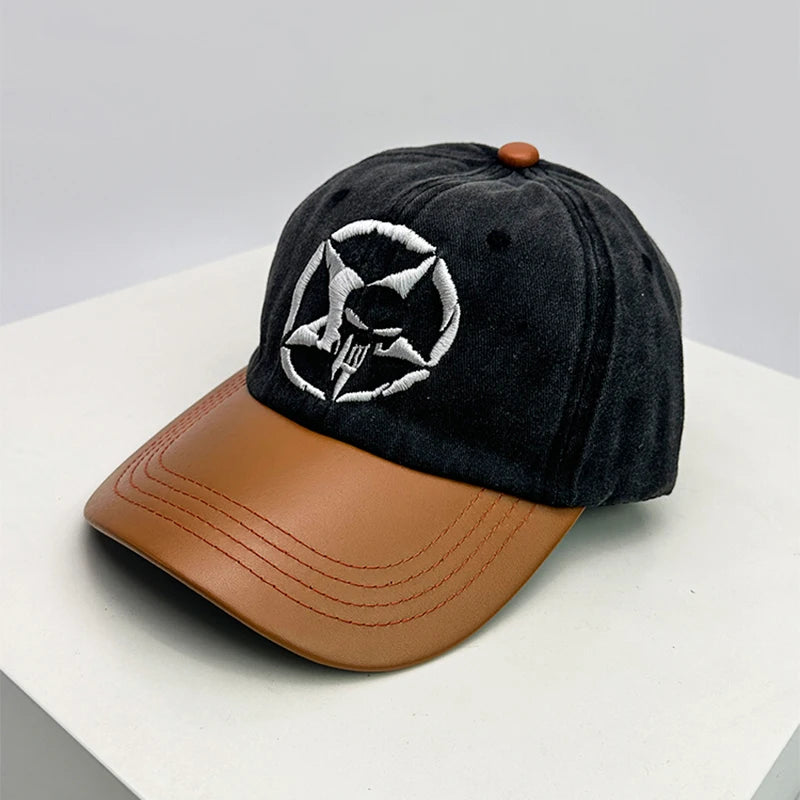 New Unisex Five-pointed Star Skull Embroidery Baseball Hats Retro Breathable Personal Sunshade Peaked Caps Versatile Fashion ins