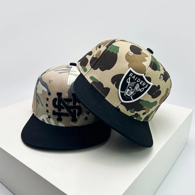 New Unisex Camouflage Letter Embroidery Baseball Hats Breathable Color Block Sunshade Peaked Caps Versatile Fashion Flat Eave