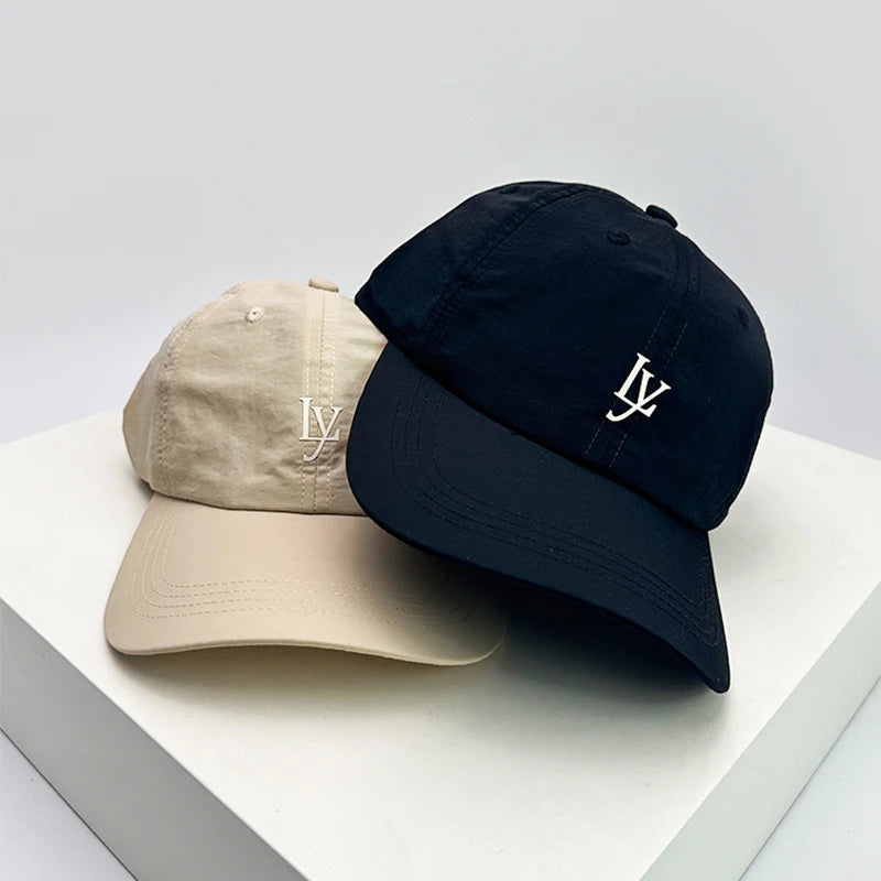 New Unisex Printed Ly Letters Quick Drying Baseball Hats Breathable Outdoor Sunshade Simple Peaked Caps Versatile Fashion Casual