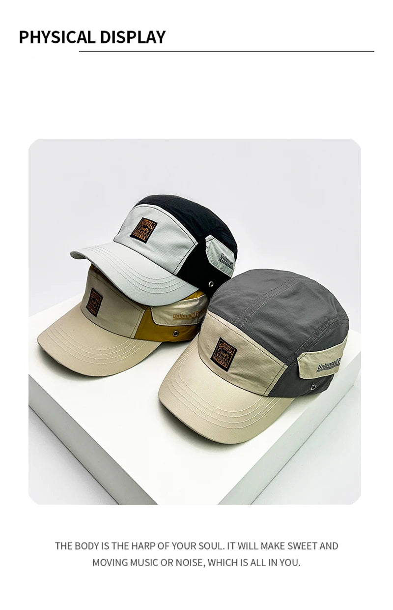 New Unisex Color Block Quick Drying Letter Baseball Hats Breathable Outdoor Sunshade Peaked Caps Versatile Travel Fashion Retro