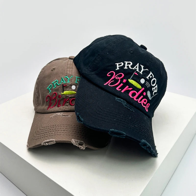 New Unisex Broken Style Letter Embroidery Baseball Hats Casual Breathable Retro Sunshade Peaked Caps Versatile Fashion Outdoor