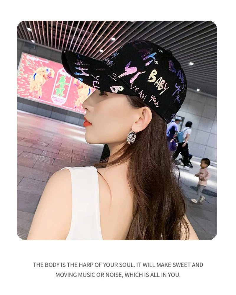 New Versatile Gradient Printed Graffiti Letter Men Women Baseball Hats Cotton Comfortable Casual Hip Hop Caps Fashion Sunshade