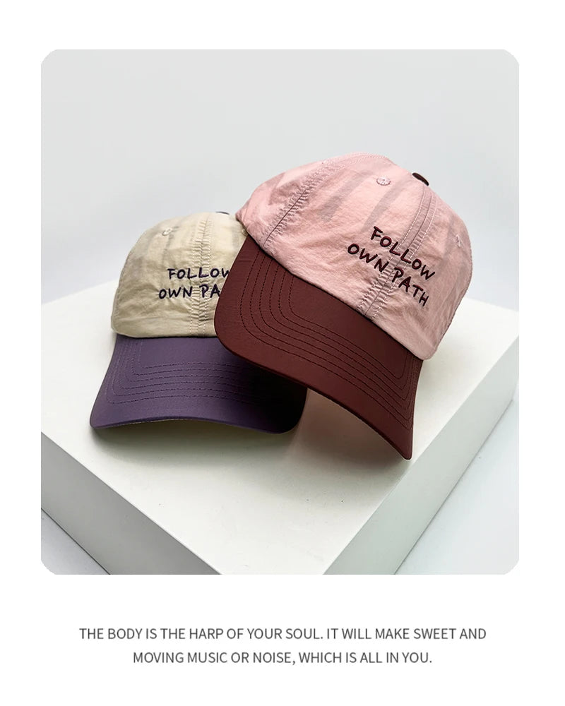 New Men Woman Color Block Quick Drying Letter Embroidery Baseball Hats Sunshade Breathable Outdoor Snapback Cap Versatile Simple