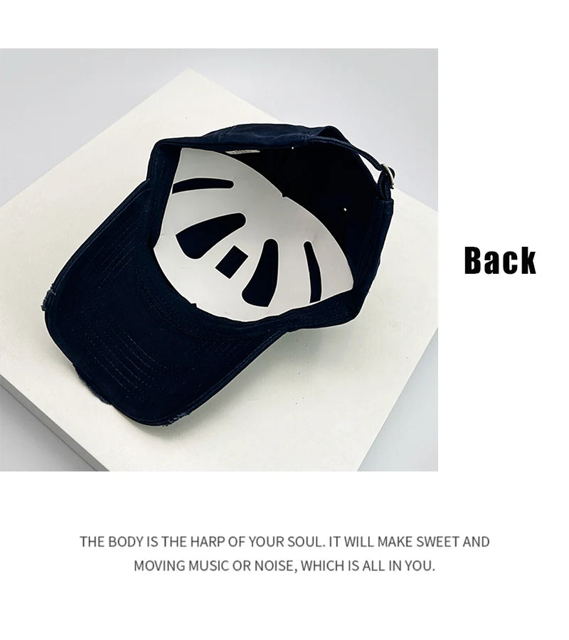 New Unisex Korean Letter Embroidery Baseball Hats Breathable Hip Hop Sunshade Broken Peaked Caps Versatile Fashion Street Travel