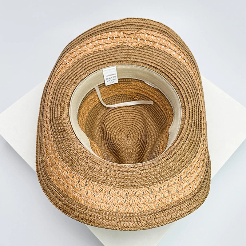 New Unisex Bohemian Style Beach Cowboy Hats Travel Personal Sunshade Distress Outdoor Ethnic Style Straw Caps Versatile Foldable