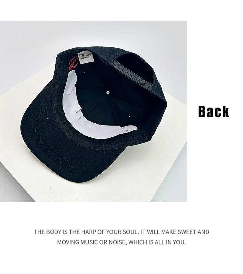 New Unisex Flat Eave Animal Embroidery Baseball Hats Breathable Skate Sunshade Color Block Peaked Caps Versatile Fashion Hip Hop