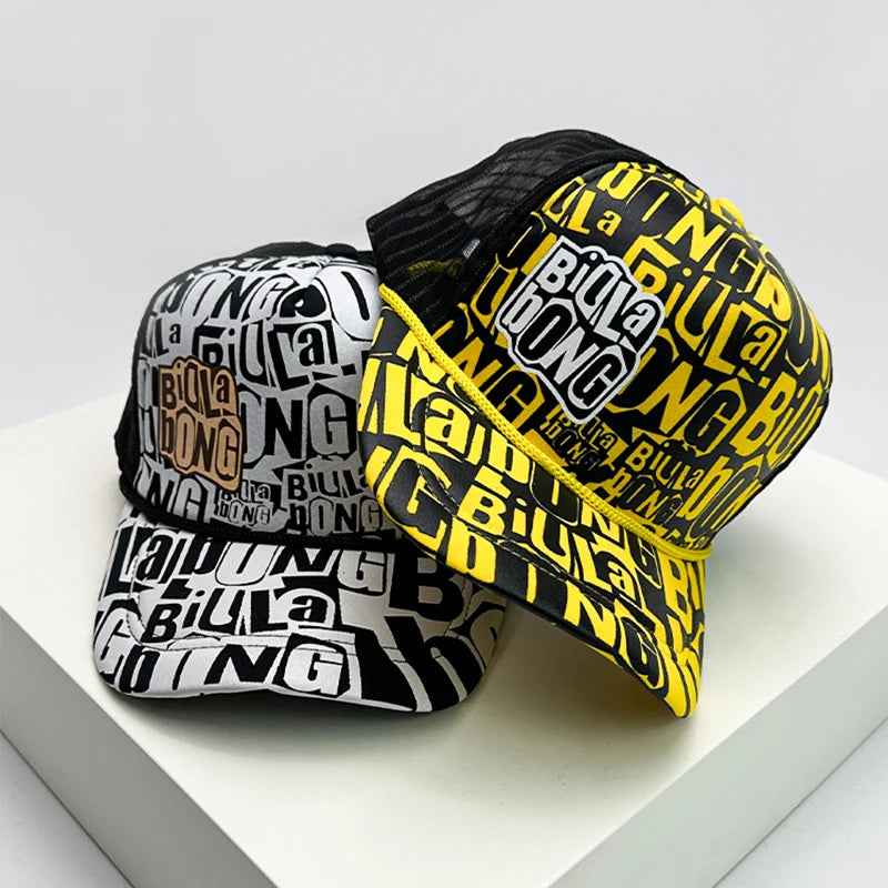 New Fashion Men Women Printed Cartoon Baseball Caps Breathable Sunshade Versatile Korean Hip Hop Half Mesh Hats ins Trend Street