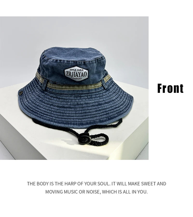 New Unisex Ethnic Style Retro Bucket Hats Casual Sunshade Outdoor Hollow Out Breathable Versatile Alpine Caps Fashion Drawstring