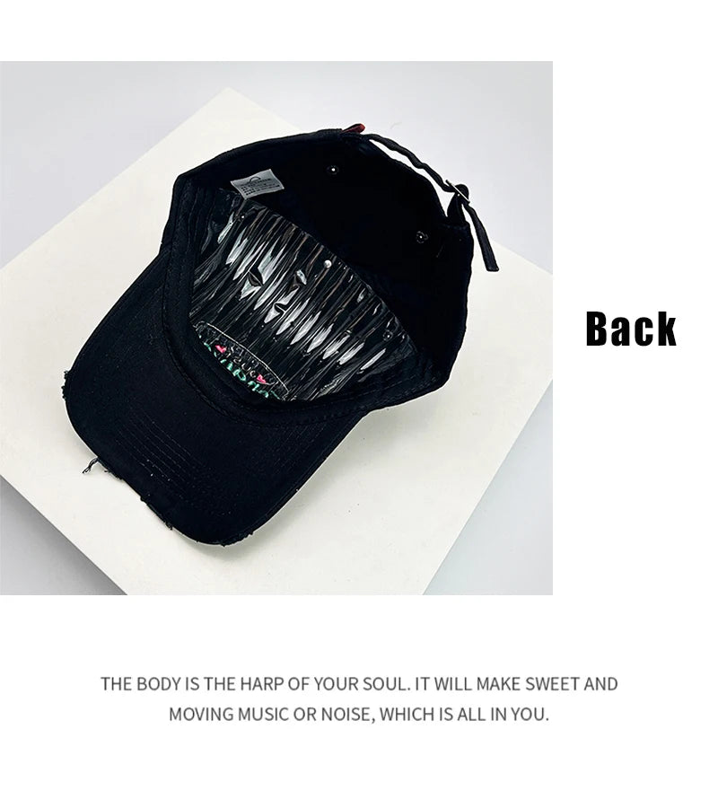 New Unisex Letter PATCH Embroidery Baseball Hats Breathable Distress Sunshade Broken Style Peaked Caps Versatile Fashion Outdoor