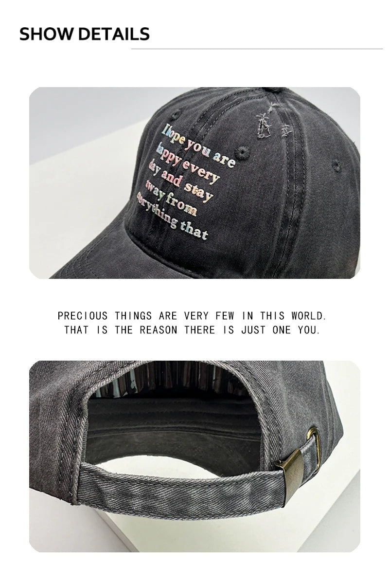 New Men Women American Vintage Broken Style Letter Baseball Hats Breathable Sunshade Distress Snapback Caps Fashion Versatile