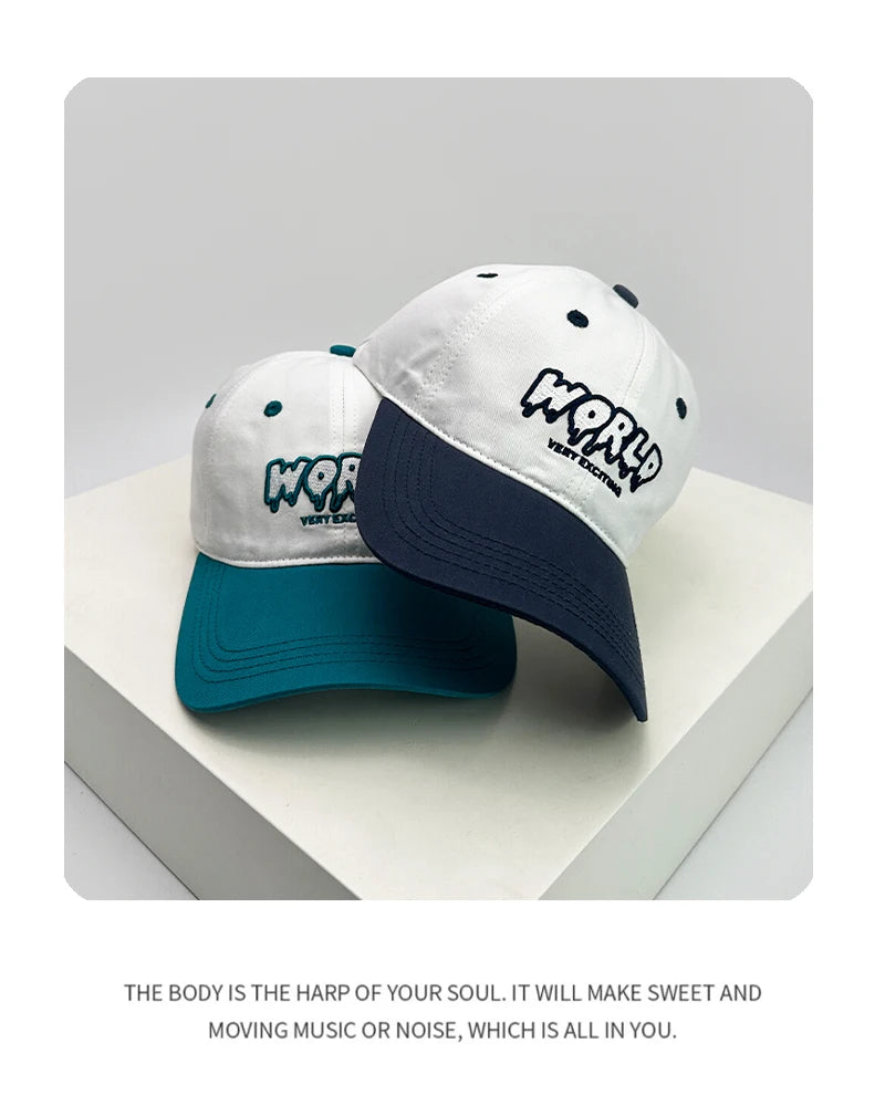 New Unisex Color Block Letter Embroidery Baseball Hats Breathable Casual Sunshade Peaked Caps Versatile Fashion Sense of design